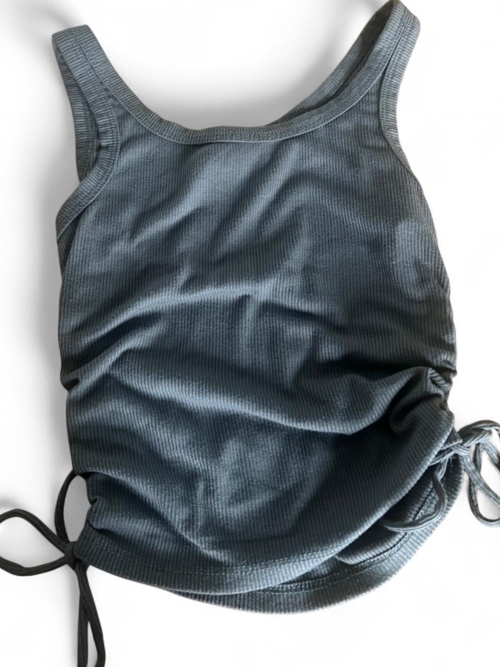 Princess Polly Ribbed Tank Top with Side Ties - Green